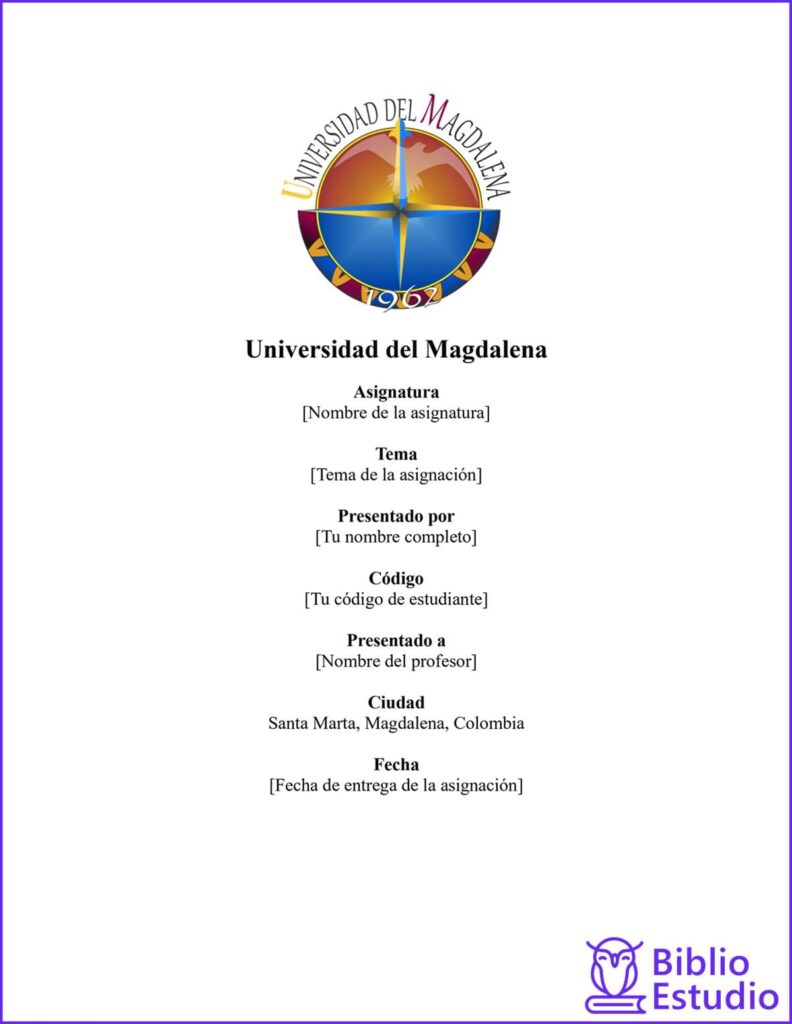 hoja de presentación de un trabajo universidad del magdalena