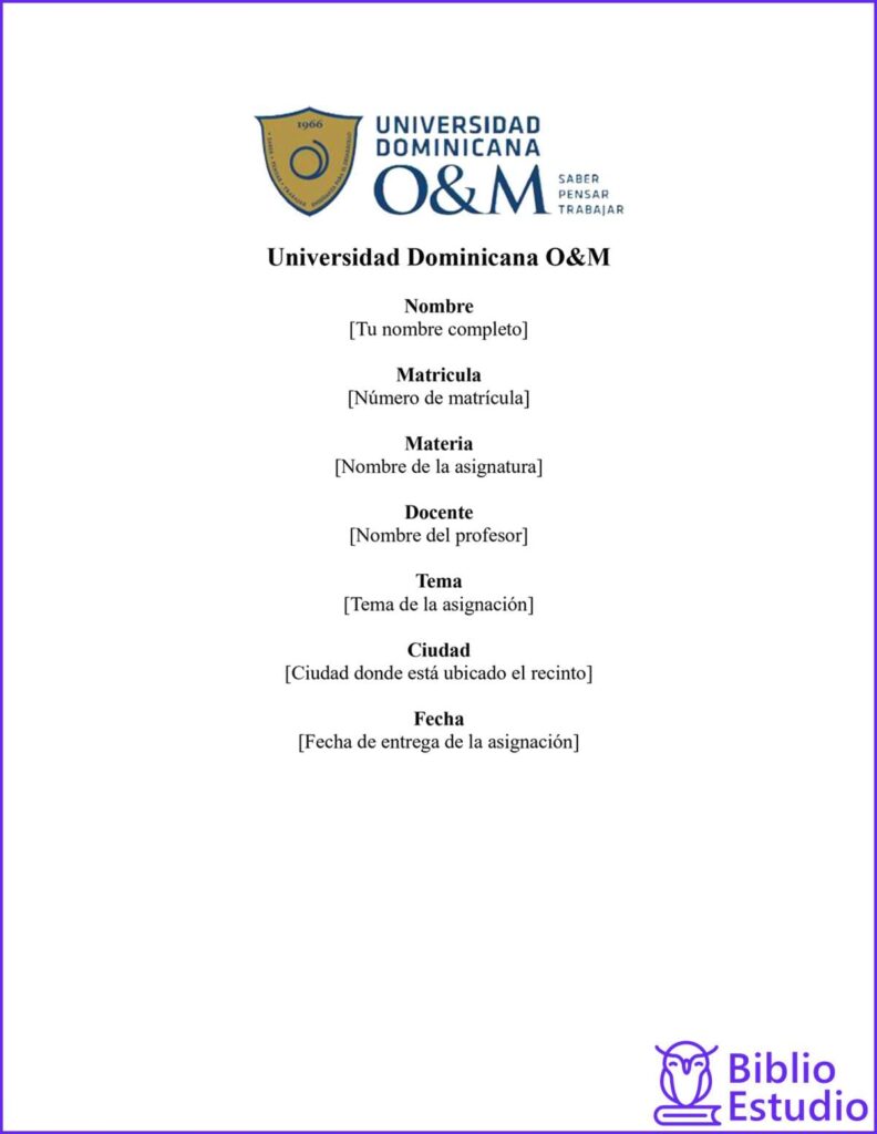 hoja de presentación de la o&m